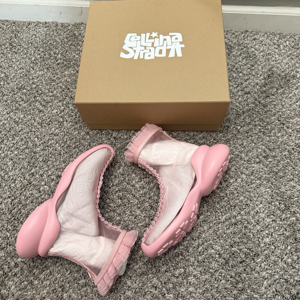 FCTRY Lab X Collina Strada Rufl Boots Pink Lace Womens Size US 9 NEW